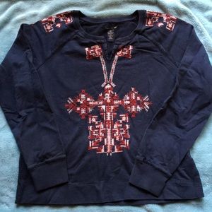 Lucky Brand Embroidered Shirt in Blue, Size M